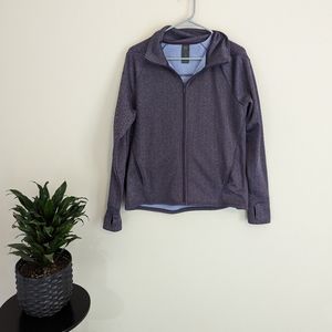 CHAMPION Tech Fleece Jacket purple thumb holes and pockets